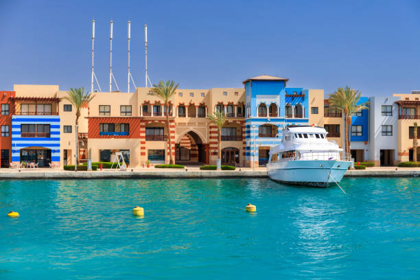 Beautiful scenery of the Red Sea coast at Port Ghalib in Egypt, Africa.